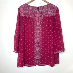 Maurices Burgundy Boho Blouse